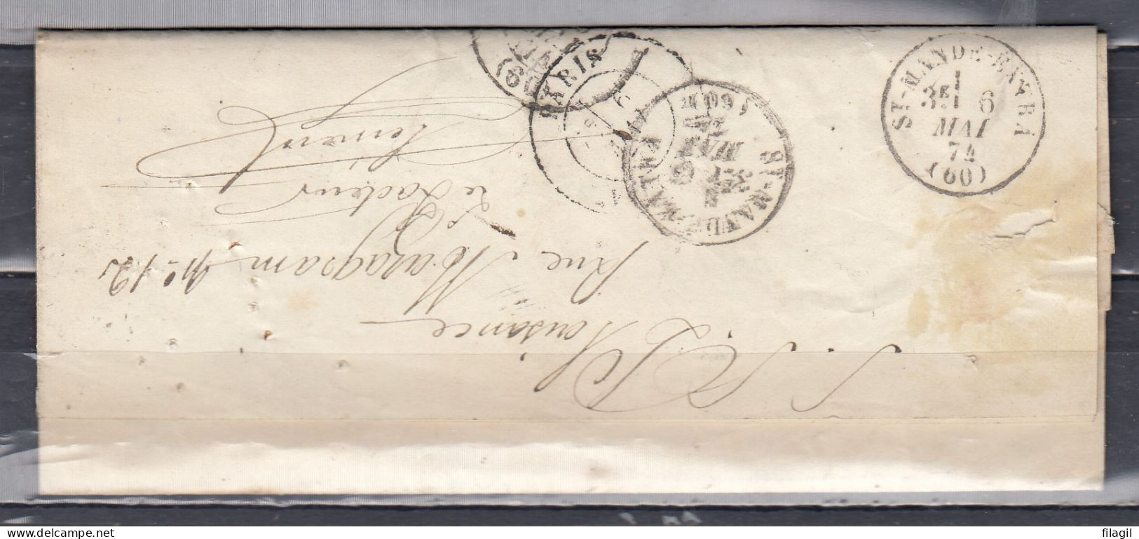 Brief Van Paris Naar St Mande - 1871-1875 Ceres