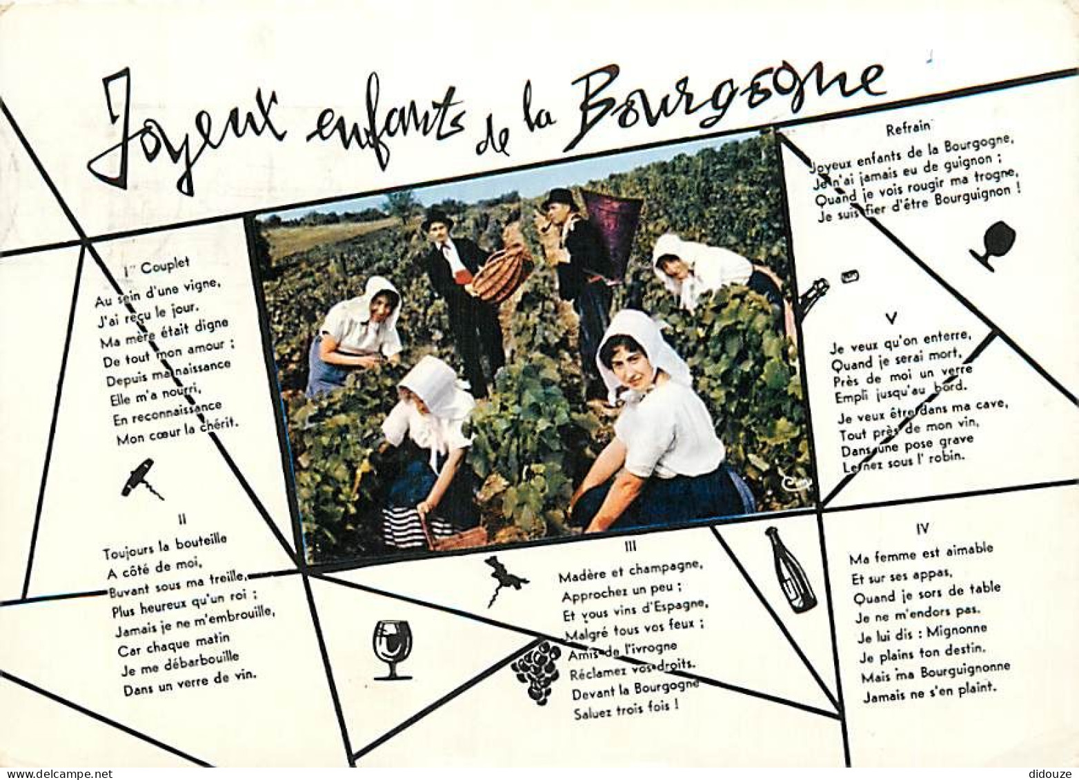 Vignes - Bourgogne - Multivues - Vendanges - Carte Dentelée - CPSM Grand Format - Voir Scans Recto-Verso - Vignes