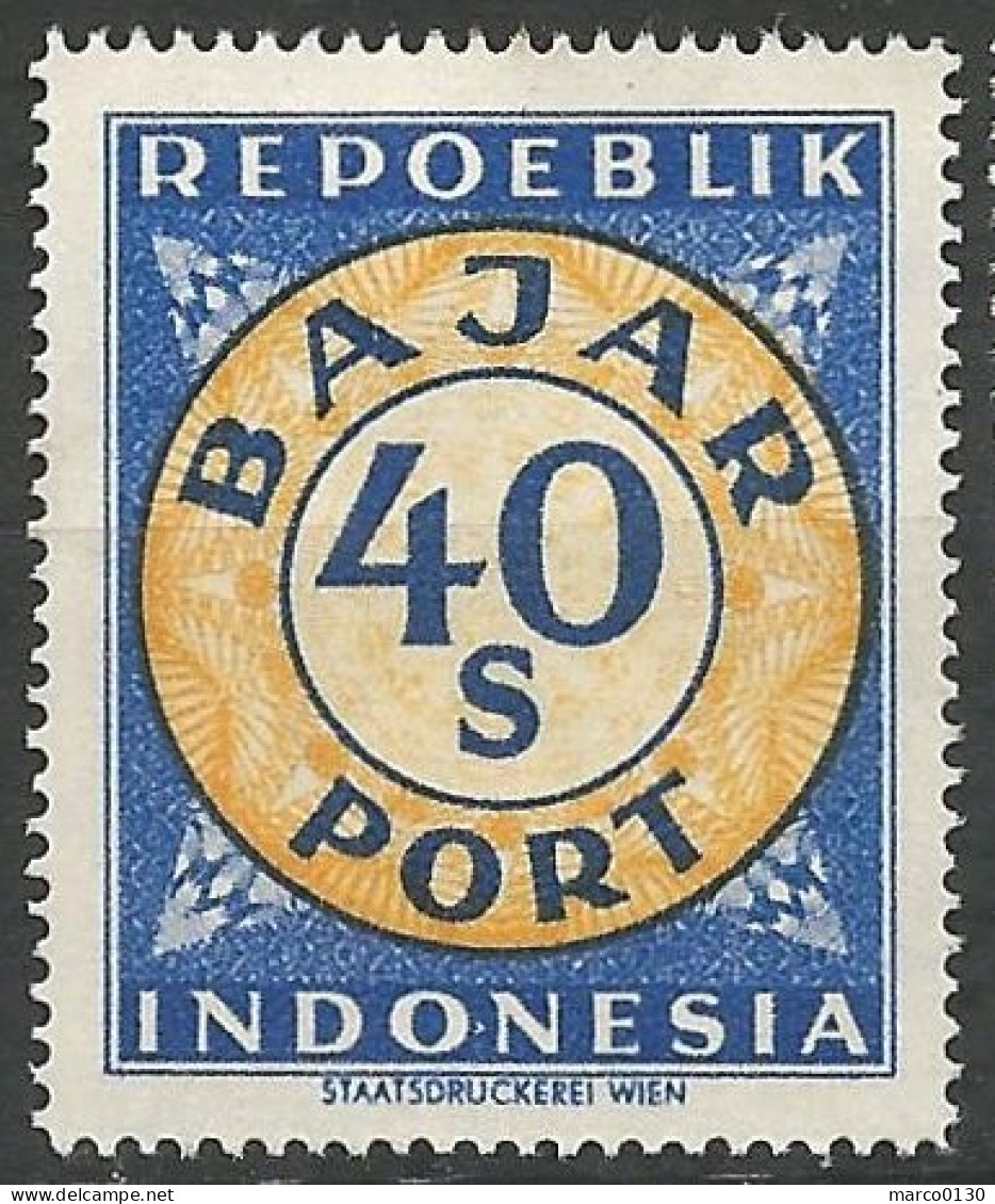 INDONESIE / TAXE N° SCOTT 10 NEUF Sans Gomme - Indonesien