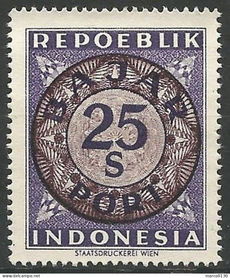 INDONESIE / TAXE N° SCOTT 8 NEUF Sans Gomme - Indonesien