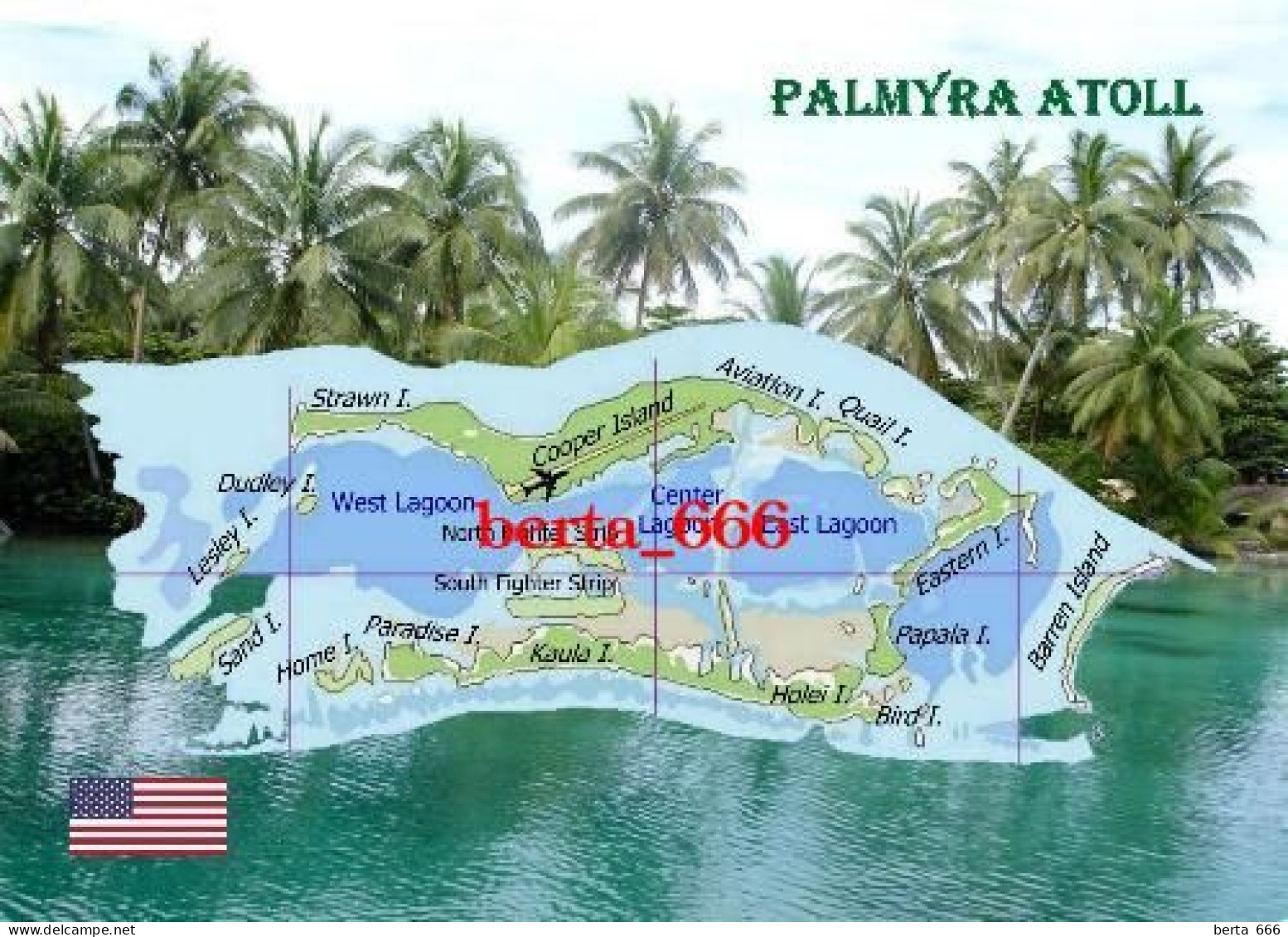 United States Palmyra Atoll Map New Postcard * Carte Geographique * Landkarte - Altri & Non Classificati