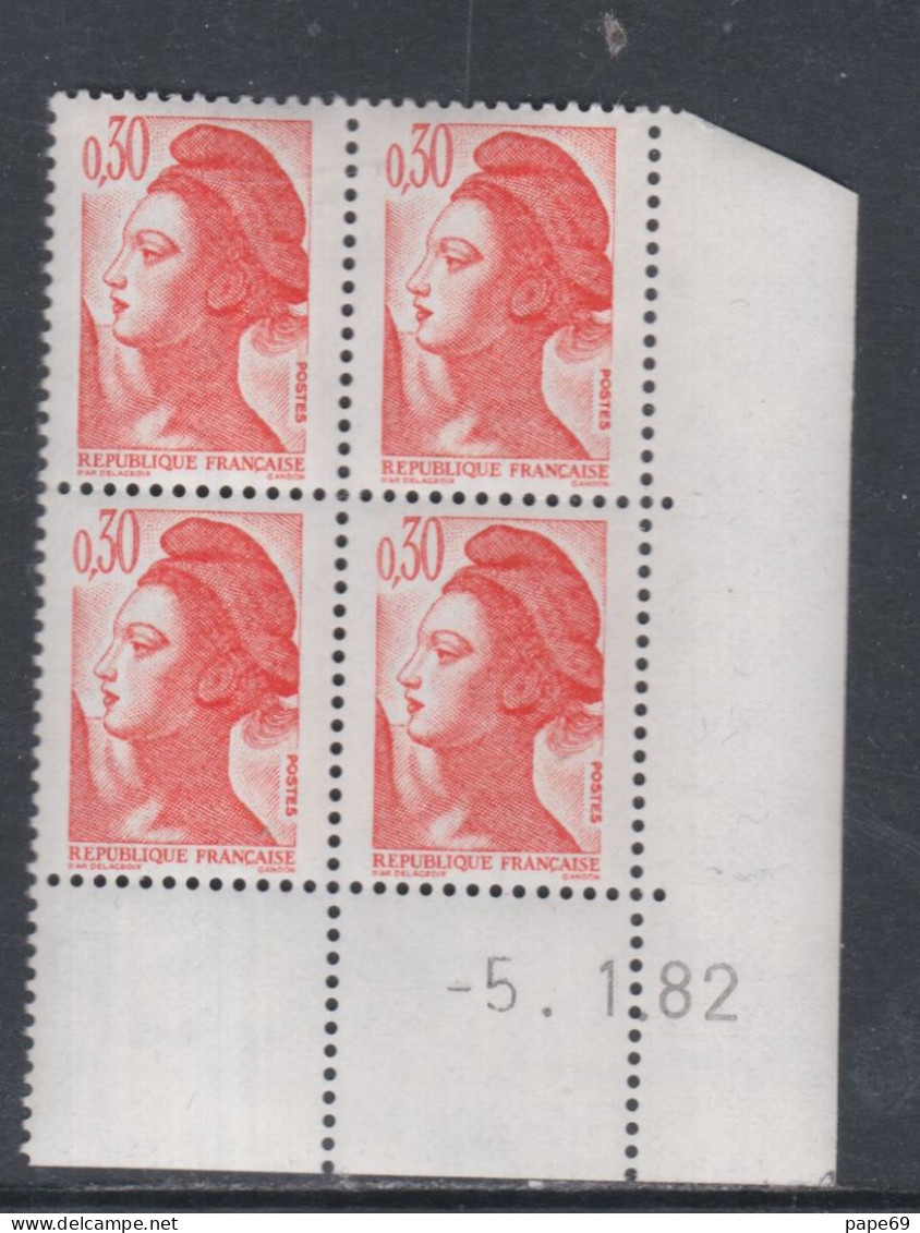 France Type Liberté N° 2182 XX : 30 C. Orange En Bloc De 4 Coin Daté Du  5. 1 . 82,  Sans Trait ; Sans Charnière TB - 1980-1989