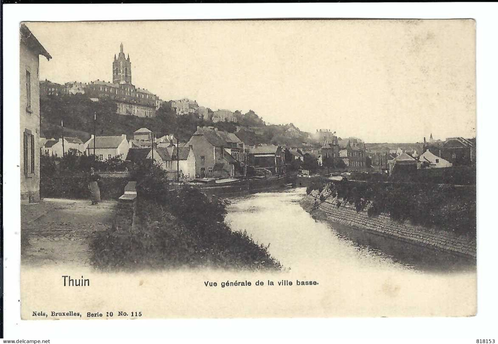 Thuin  Vue Générale De La Ville Basse  1904 (met Sterstempel SEVENEEKEN) - Thuin