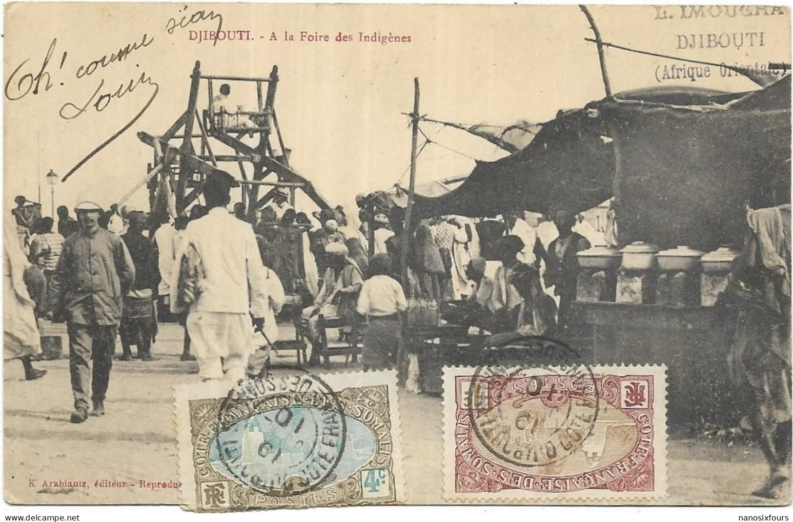 AFRIQUE.  DJIBOUTI.  A LA FOIRE DES INDIGENES CARTE ECRITE AN 1910 - Djibouti