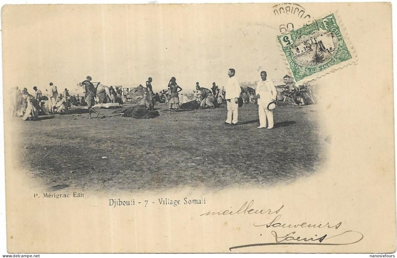 AFRIQUE.  DJIBOUTI.  VILLAGE SOMALI CARTE ECRITE AN 1909 - Djibouti