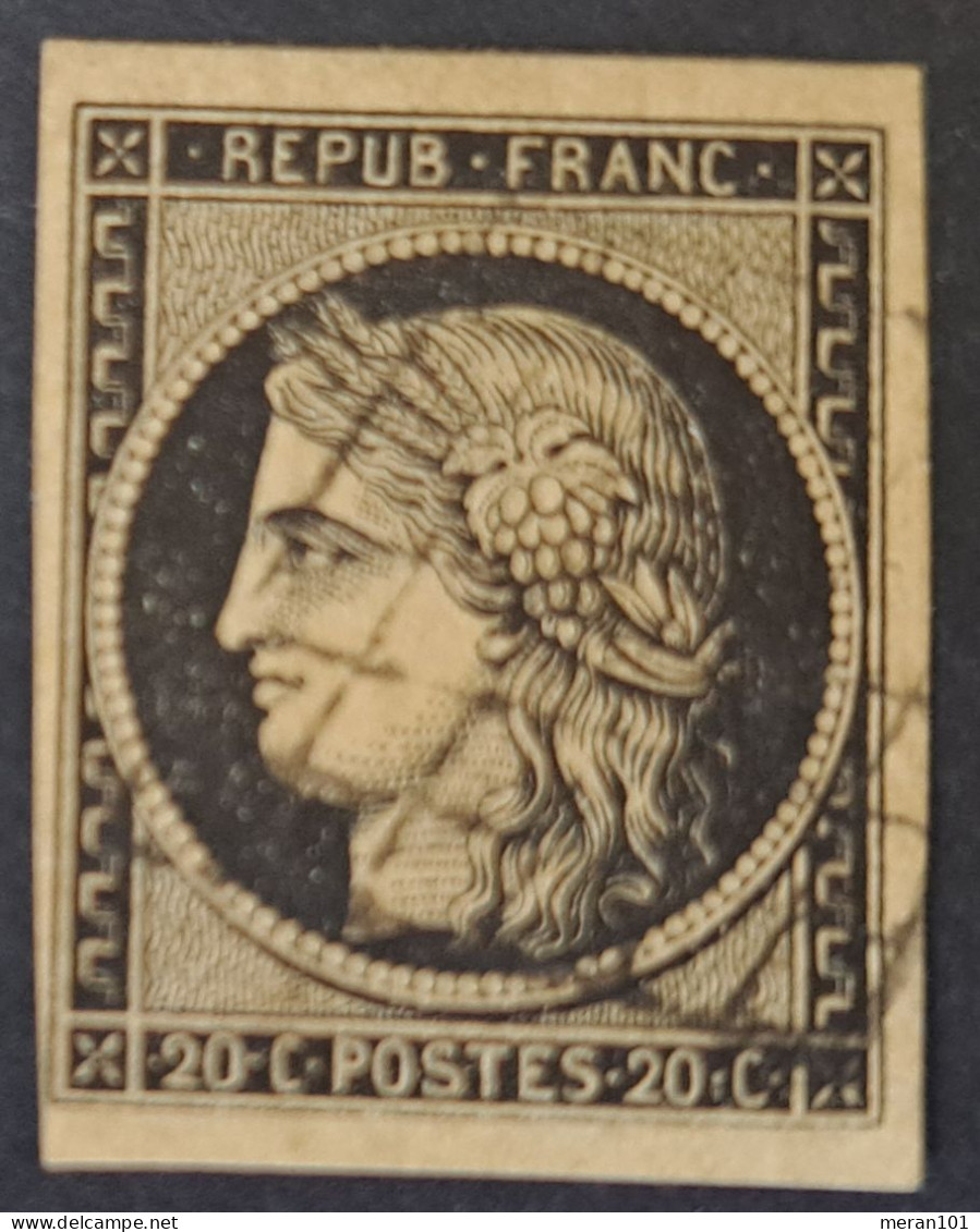 Frankreich 1849, Mi 3 Y Gelbes Papier Gestempelt - 1849-1850 Cérès