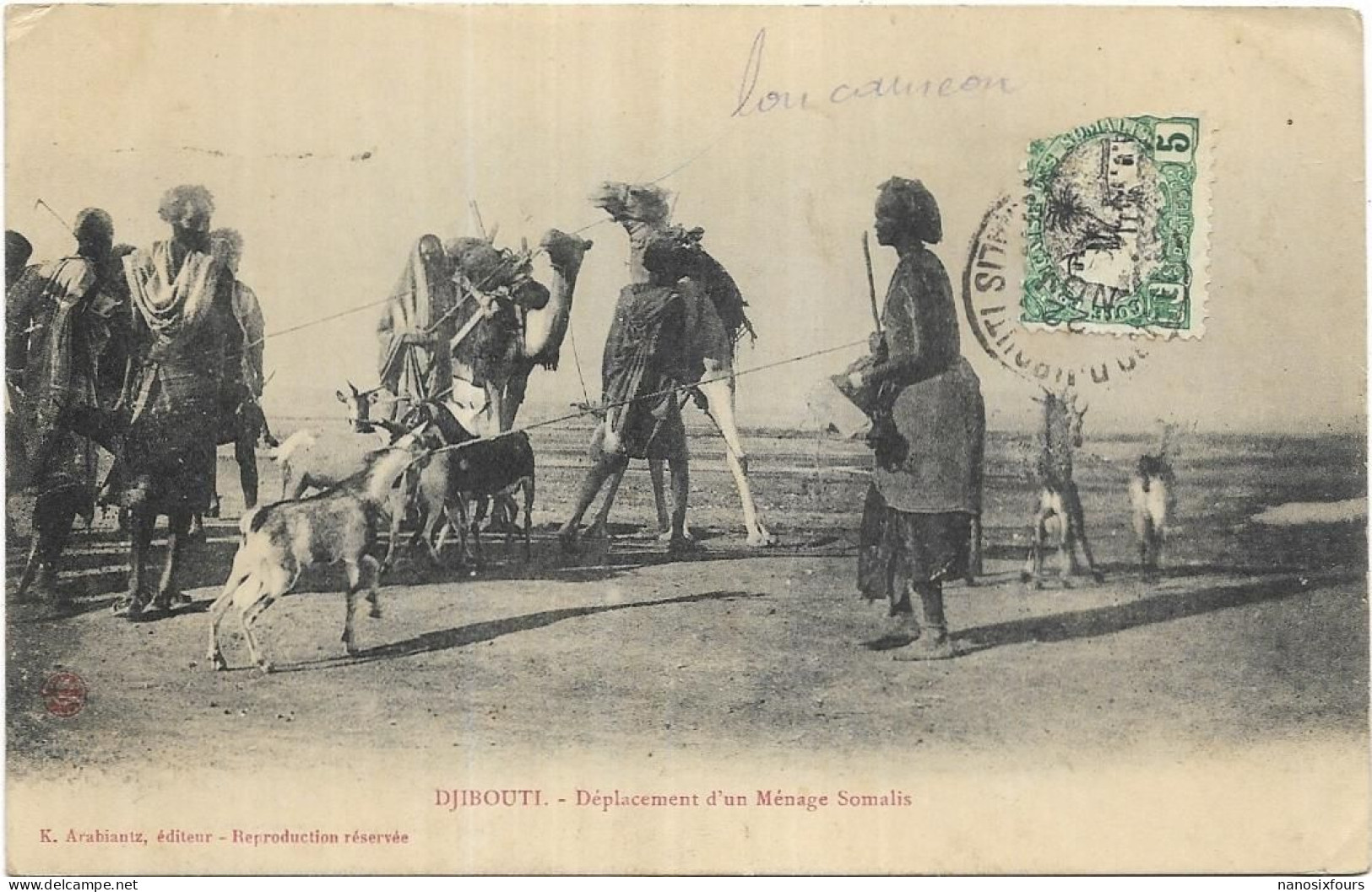 AFRIQUE.  DJIBOUTI.  DEPLACEMENT D UN MENAGE SOMALIS CARTE ECRITE AN 1909 - Djibouti