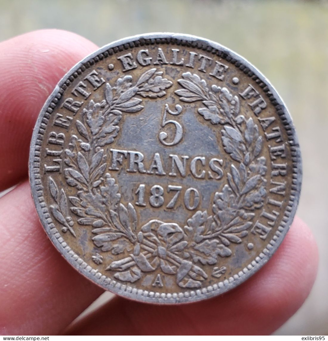 5 Francs Cérès 1870 A - 5 Francs