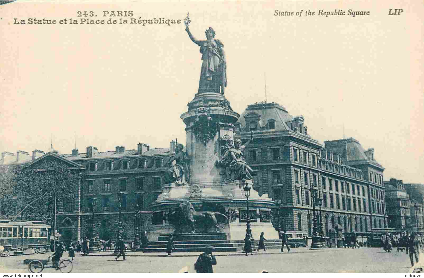 75 - Paris - La Statue Et La Place De La République - Animée - Triporteur - CPA - Voir Scans Recto-Verso - Standbeelden