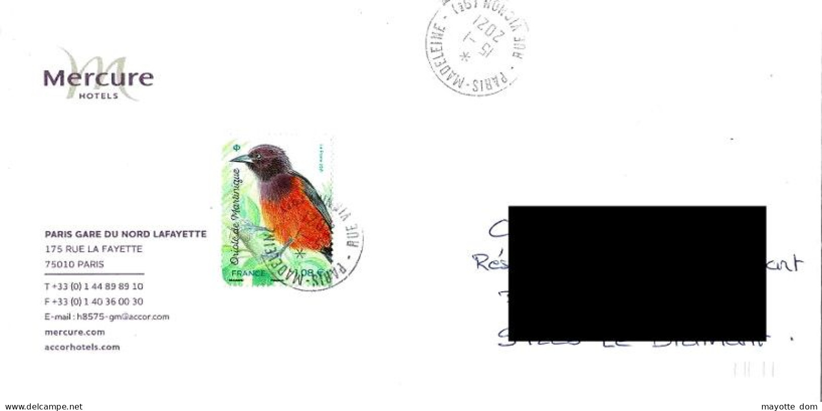 FRANCE 2021 Martinique Oriole Bird From Paris FRANCE To Martinique - Covers & Documents