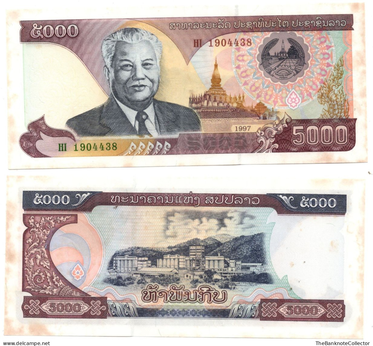 Laos 5000 Kips 1997 P-34 UNC Foxing - Laos