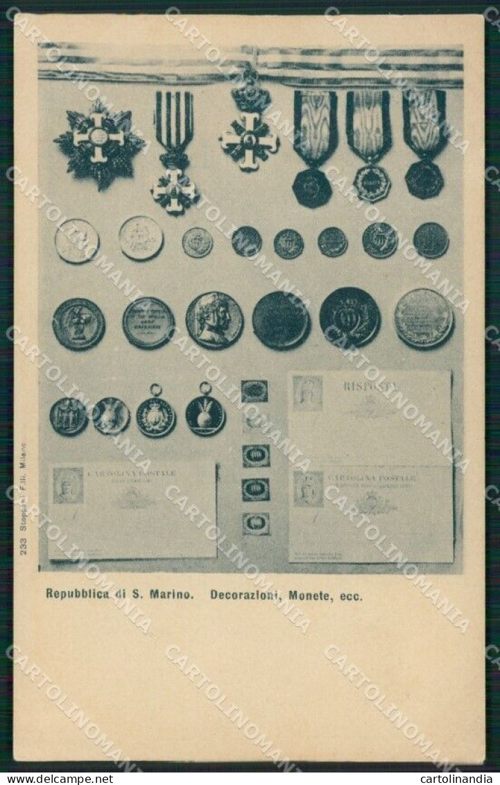 San Marino Decorazioni E Monete Cartolina MQ5638 - Saint-Marin