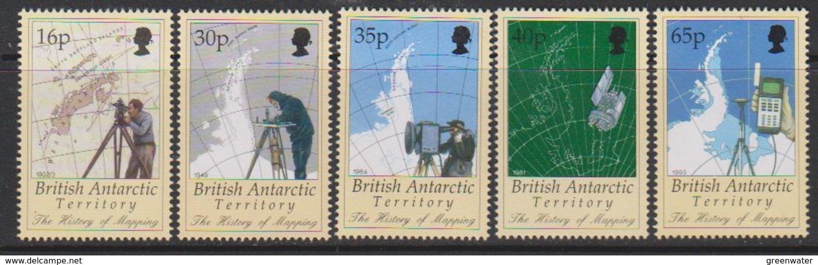 British Antarctic Territory (BAT) 1998 History Of Mapping 5v ** Mnh (59510) - Nuovi