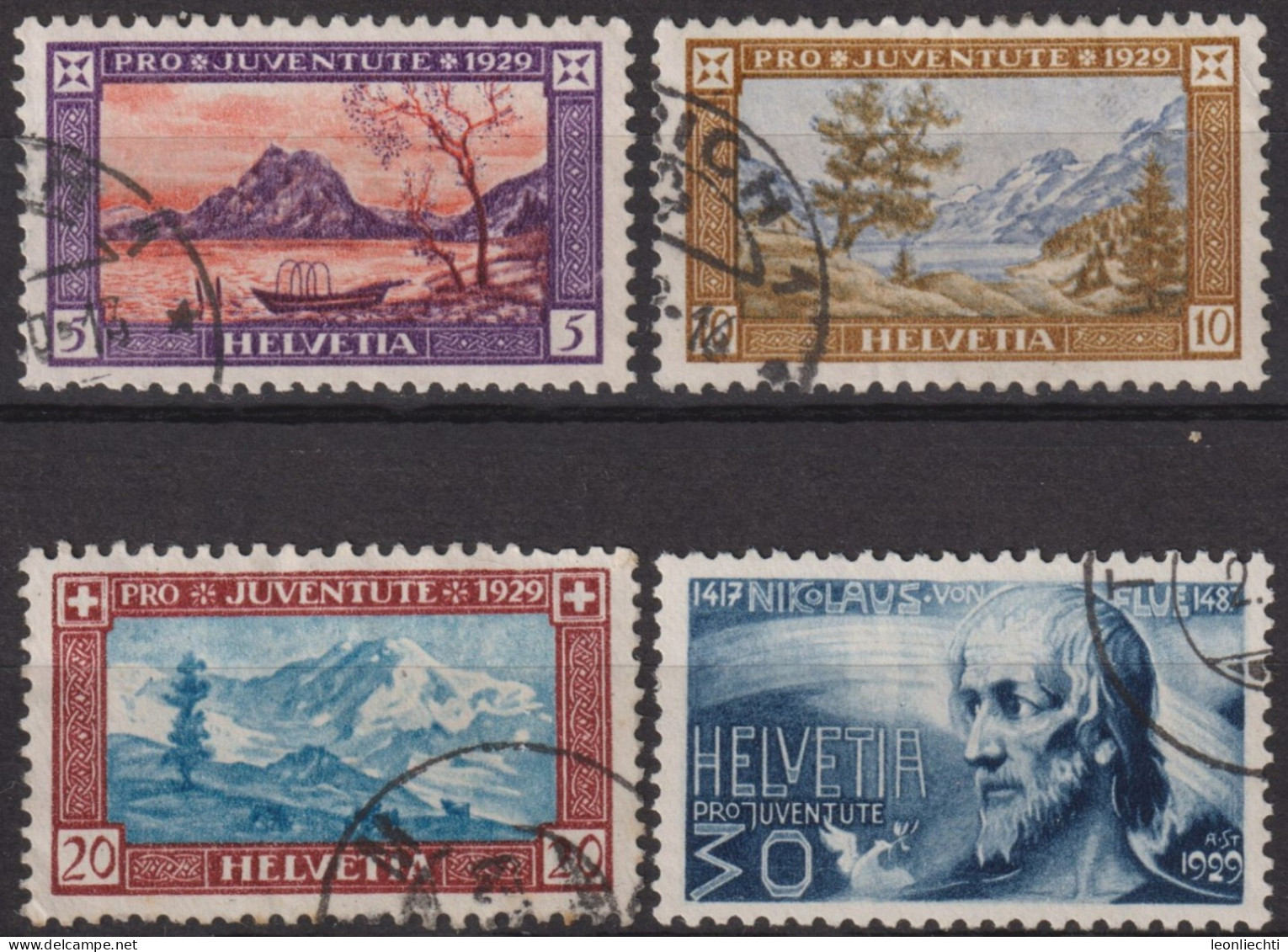 1929 Schweiz / Pro Juventute ° Zum:CH J49-J52-J48, Mi:CH 235-238, Yt:CH 235-238, Landschaften U. Nikolaus V. Flüe - Used Stamps