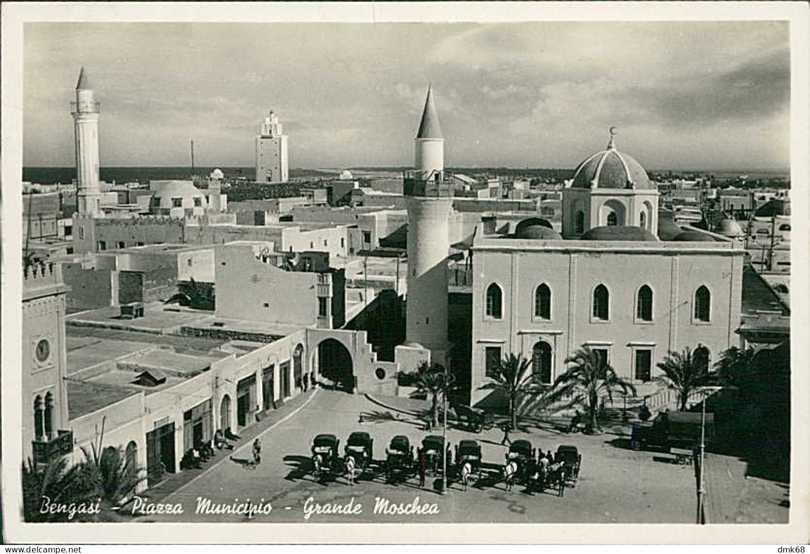 LIBIA / LIBYA - BENGHAZI - PIAZA MUNICIPIO / GRANDE MOSCHEA / MOSQUE / MOSQUEE - ED. LEGHZIEL - MAILED 1940 (12443) - Libia