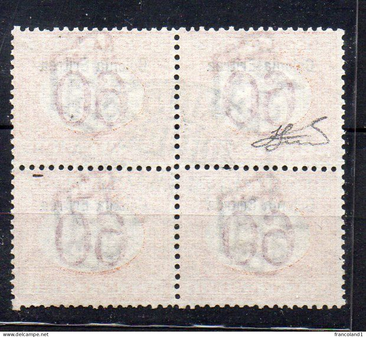 1903 Eritrea Segnatasse N. 7 Quartina 60 Cent. Timbrata Used  Sassone 400 Euro Firmata Ferrario - Eritrea