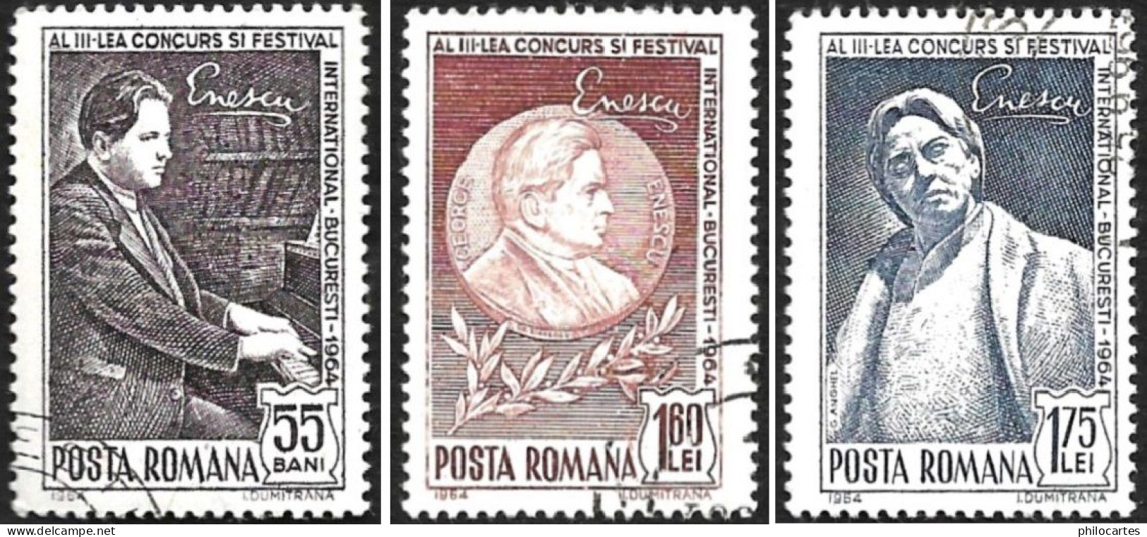 ROUMANIE  1964 - YT 2051 à 2053 - Enescu - Oblitérés - Used Stamps