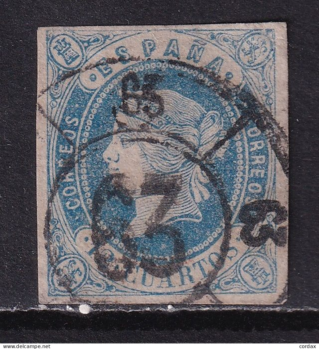 1862 ISABEL 12 CUARTOS RUEDA CARRETA SAN ROQUE (63). RARO - Used Stamps