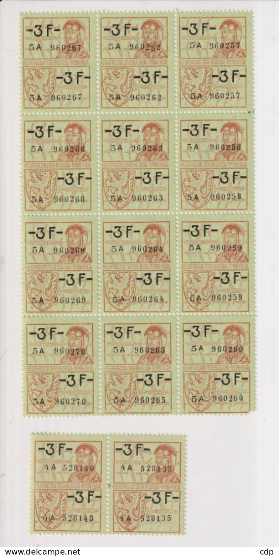 Lot 14 Timbres Fiscaux à 3fr Neufs - Marken