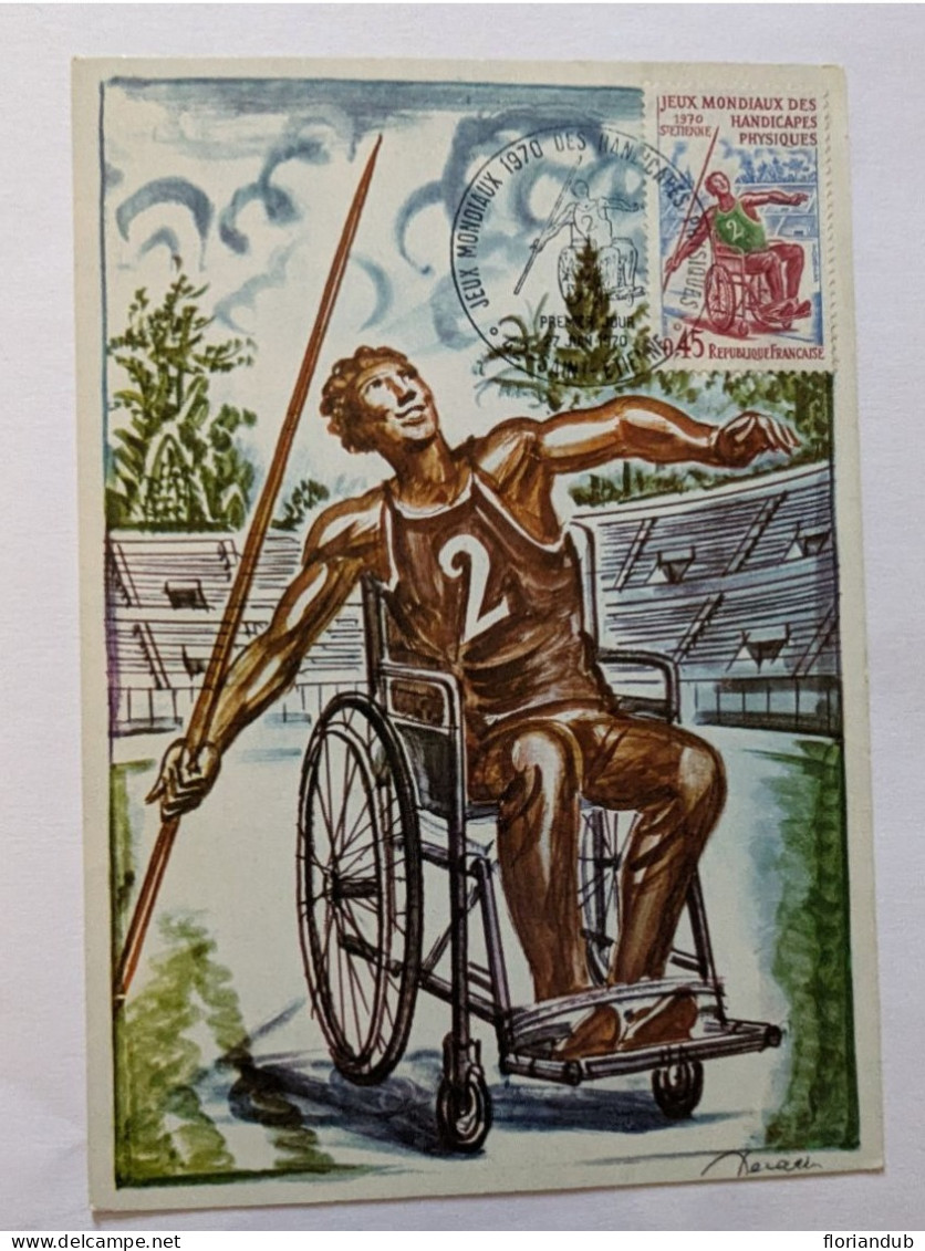 CP - Athlétisme Premier Jour Jeux Mondiaux Des Handicapés Physiques 1970 Javelot - Handisport