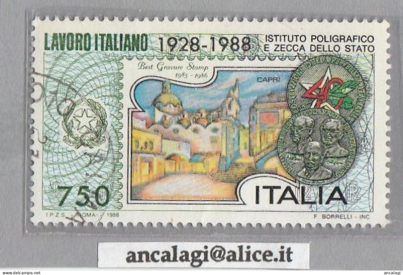 USATI ITALIA 1988 - Ref.0574D "LAVORO ITALIANO PER IL MONDO" 1 Val. - - 1981-90: Used