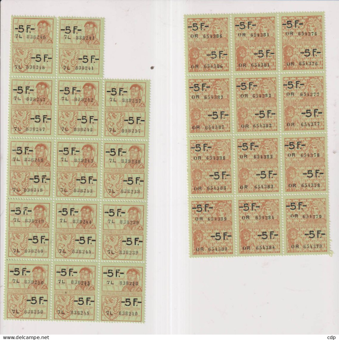 Lot 26 Timbres Fiscaux à 5fr Neufs - Timbres