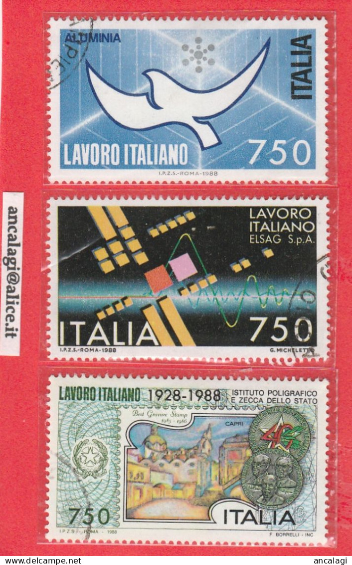 USATI ITALIA 1988 - Ref.0574F "LAVORO ITALIANO PER IL MONDO" Serie Di 3 Val. - - 1981-90: Usati