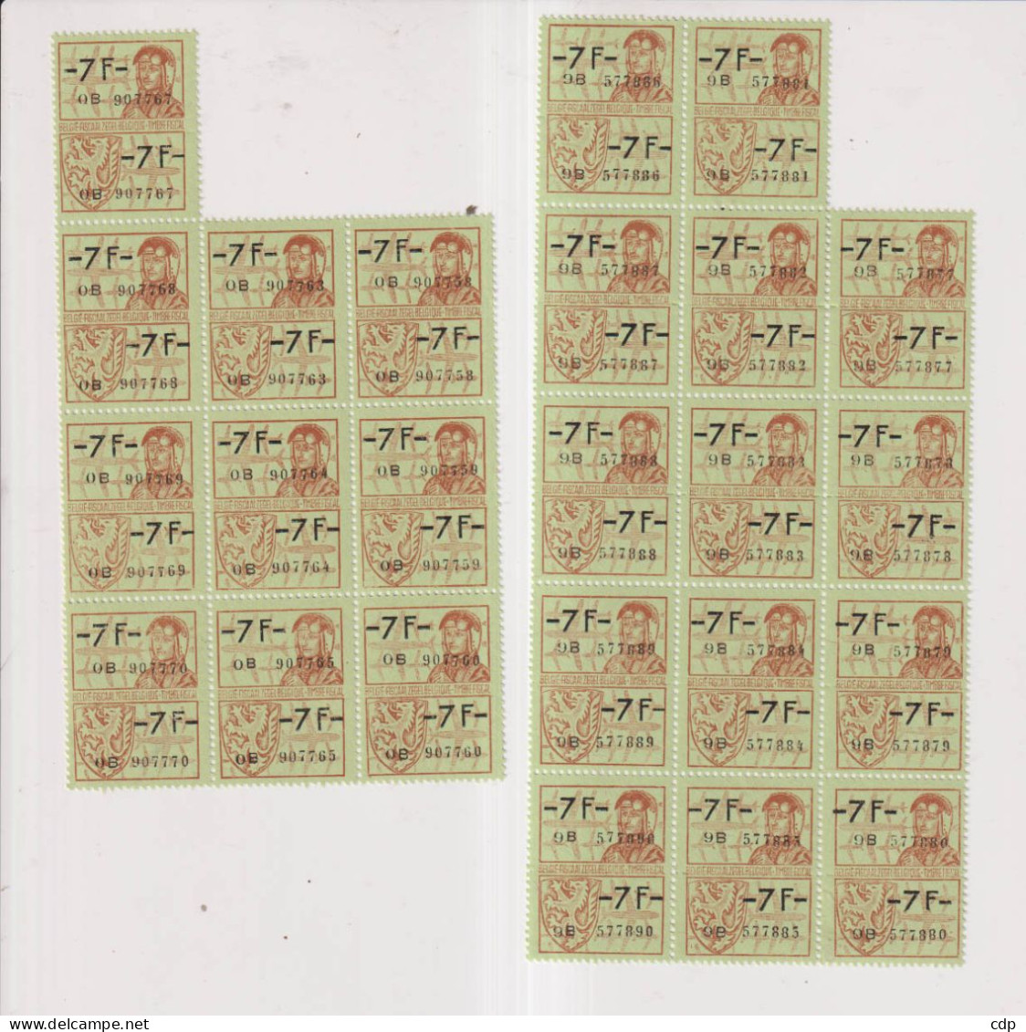 Lot 24 Timbres Fiscaux à 7fr Neufs - Marken