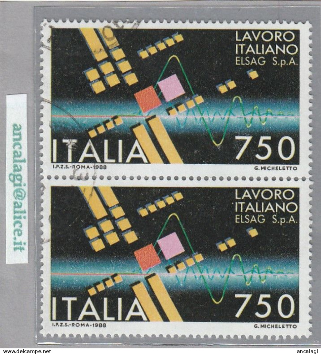 USATI ITALIA 1988 - Ref.0574G "LAVORO ITALIANO PER IL MONDO" 1 Val. In Coppia - - 1981-90: Afgestempeld