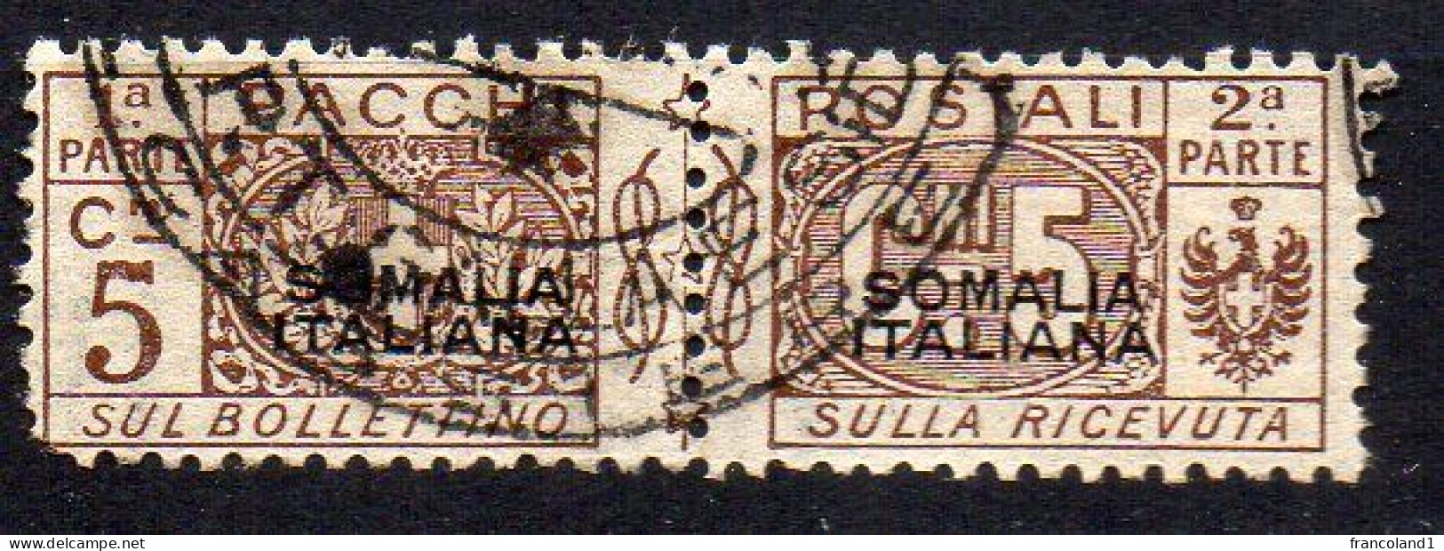 Somalia 1917-19 Pacchi Sovrast. N.1 Timbrato  Sassone 120 Euro - Somalie
