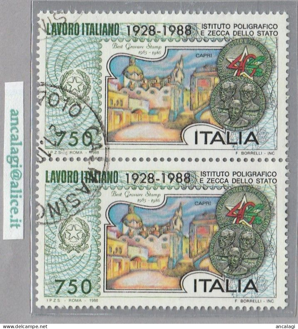 USATI ITALIA 1988 - Ref.0574H "LAVORO ITALIANO PER IL MONDO" 1 Val. In Coppia - - 1981-90: Used