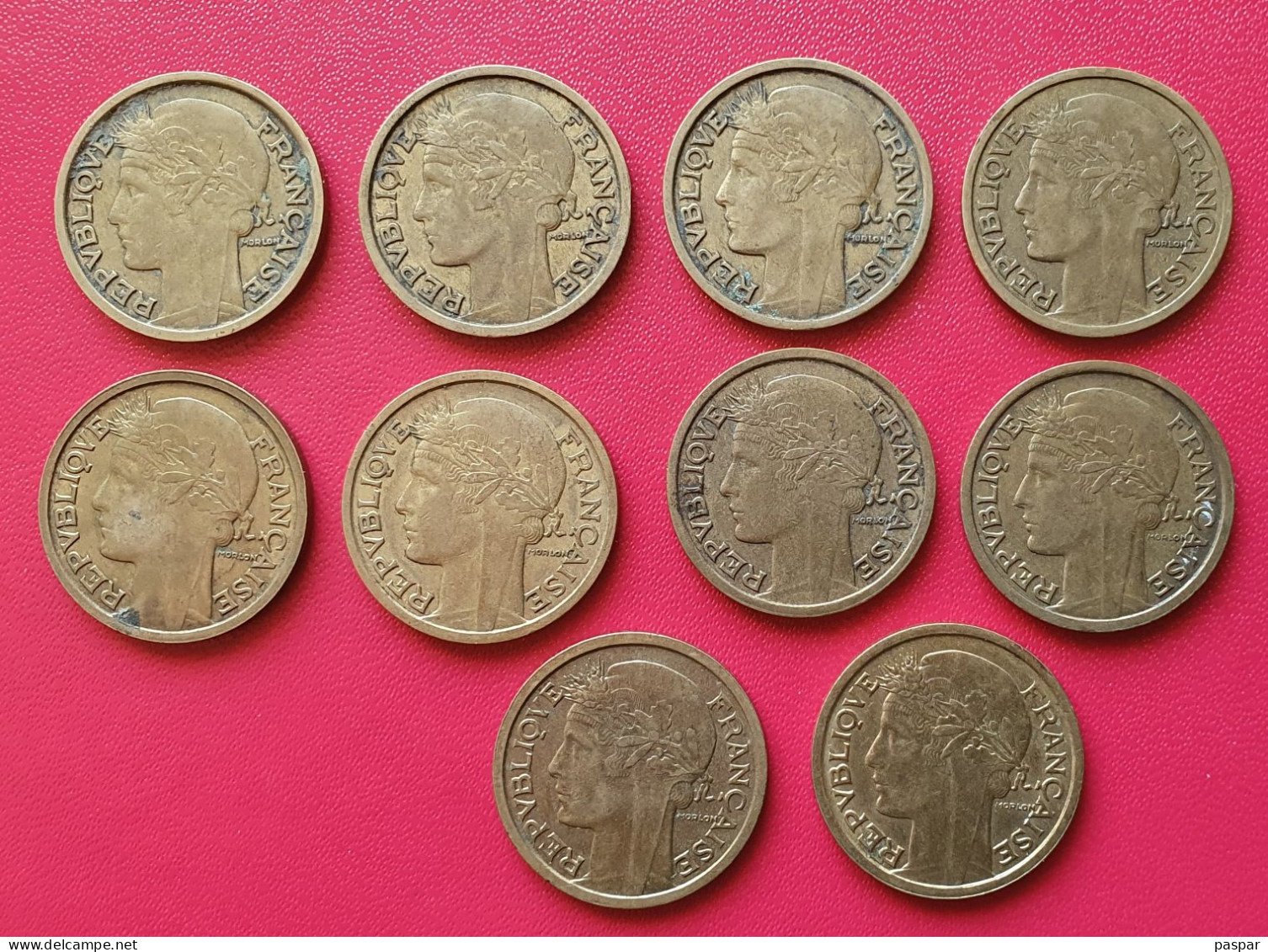 Lot De 10 Pièces Différentes 1 Franc Morlon 1931 à 1941 - 1 Franc