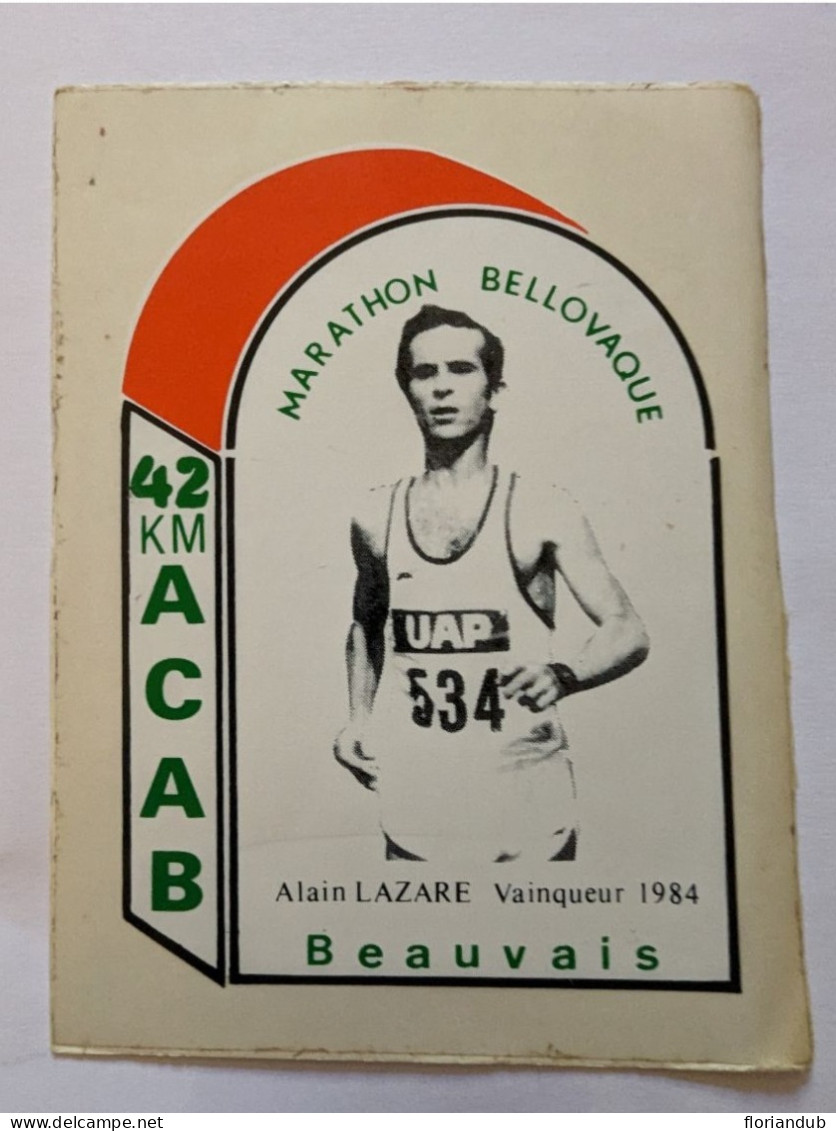 CP - Athlétisme Autocollant Alain Lazare Vainqueur 1984 Marathon Beauvais - Athletics