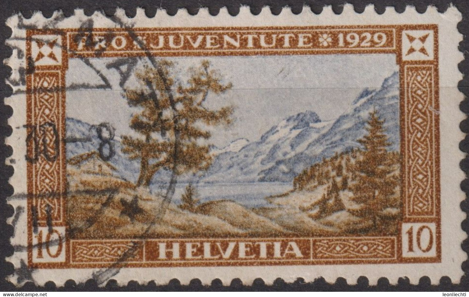 1929 Schweiz / Pro Juventute ° Zum:CH J50, Mi:CH 236, Yt:CH 236, Engstlensee, Bäume - Bäume