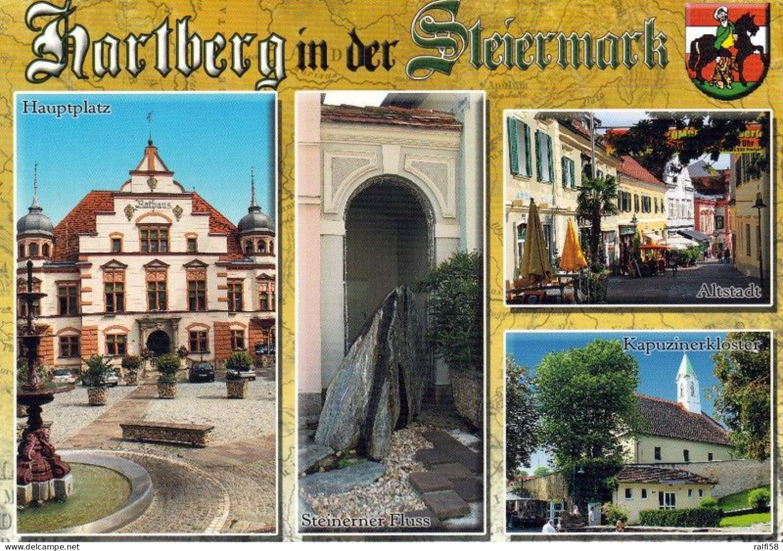 1 AK Österreich * Sehenswürdigkeiten In Der Stadt Hartberg - Hauptplatz - Altstadt - Kapuzinerkloster - Steinerner Fluss - Hartberg