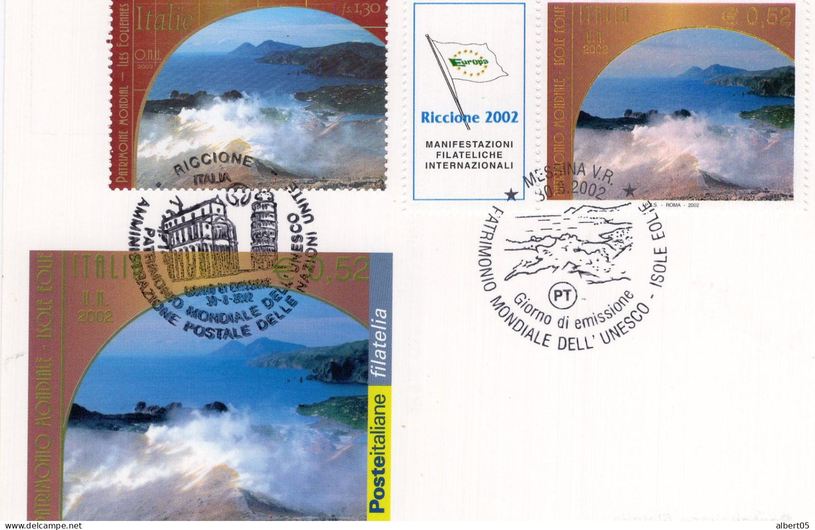 Patrimonio Mondiale UNESCO - Isole Eolie - Messina 30 8 2002 - 2001-10: Poststempel