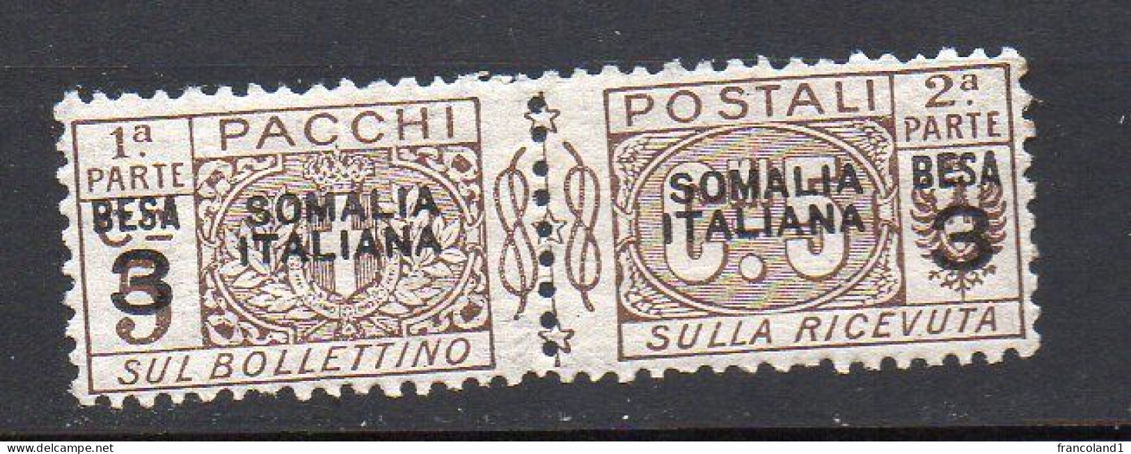 Somalia 1922 Pacchi Sovrast. Moneta Somala N. 21 Nuovo MLH* Sassone 55 Euro - Somalia