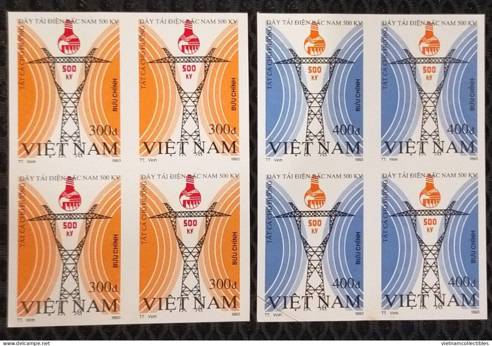 Blocks 4 Of Vietnam MNH Imperf Stamps 1993 : All For Trans - Viet Nam 500 Kv Electricity Transmission Lines (Ms665) - Vietnam