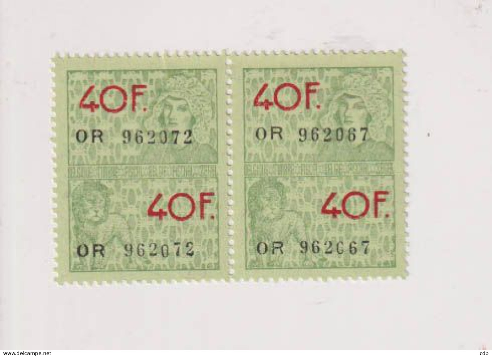 Lot 2 Timbres Fiscaux à 40fr Neufs - Stamps