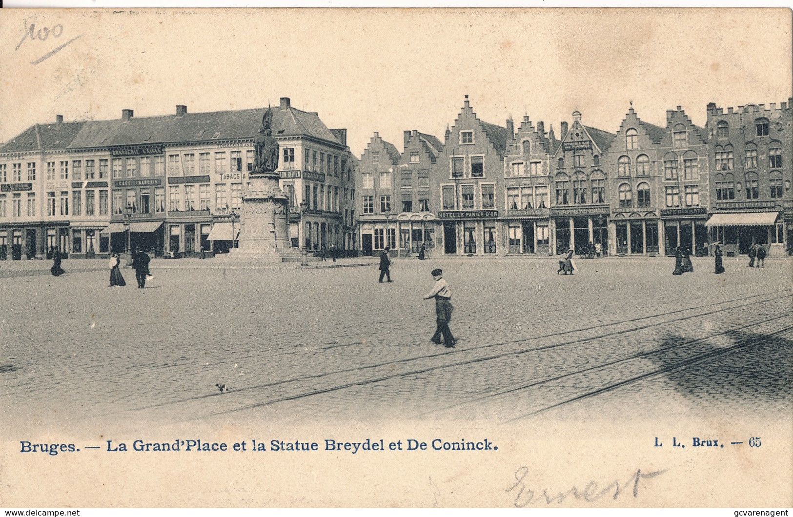 BRUGGE     LA GRAND'PLACE ET LA STATUE BREYDEL ET DE CONINCK                         VOIR IMAGES - Brugge
