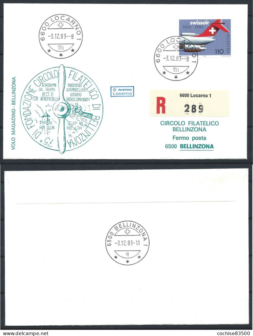 Suisse - FDC 03/12/1983 - Vol Magadino - Bellinzana - FDC