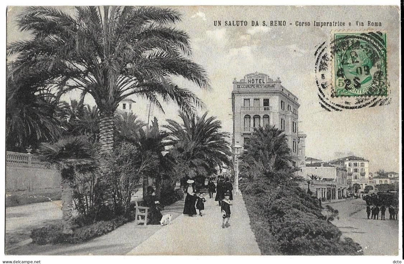 SAN REMO (Ital) Un Saluto Da S. R. Corso Imperatrice Via Roma Ed. Branzke E Gandolfo 40, Envoi 1909 (cachet Postal) - San Remo