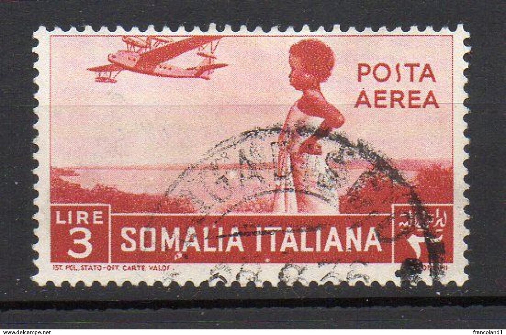 Somalia 1936 Soggetti Africani Posta Aerea N. 24 Timbrato Used - Somalie