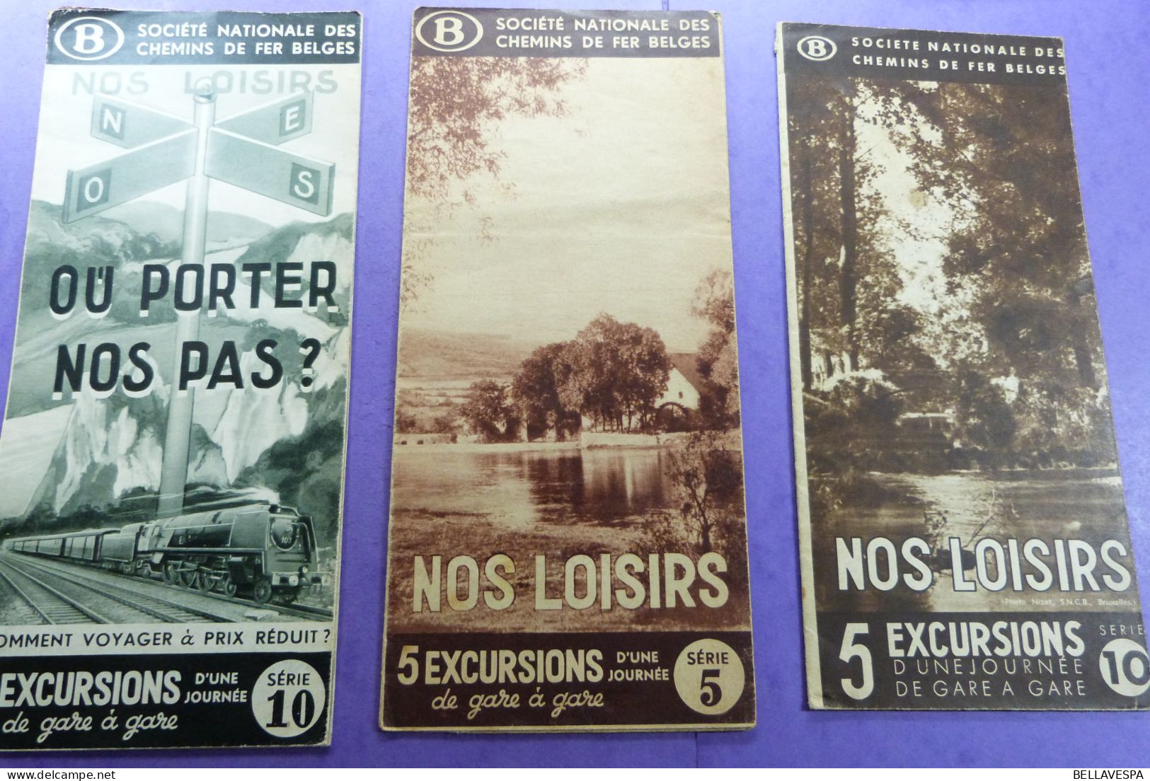 Soc. Nat.des Chemins De Fer Belges EXCURSIONS Flyer Reisroutes Belgische Spoorwegen Ancien Brochures Lot X 19 Stuks - Programas