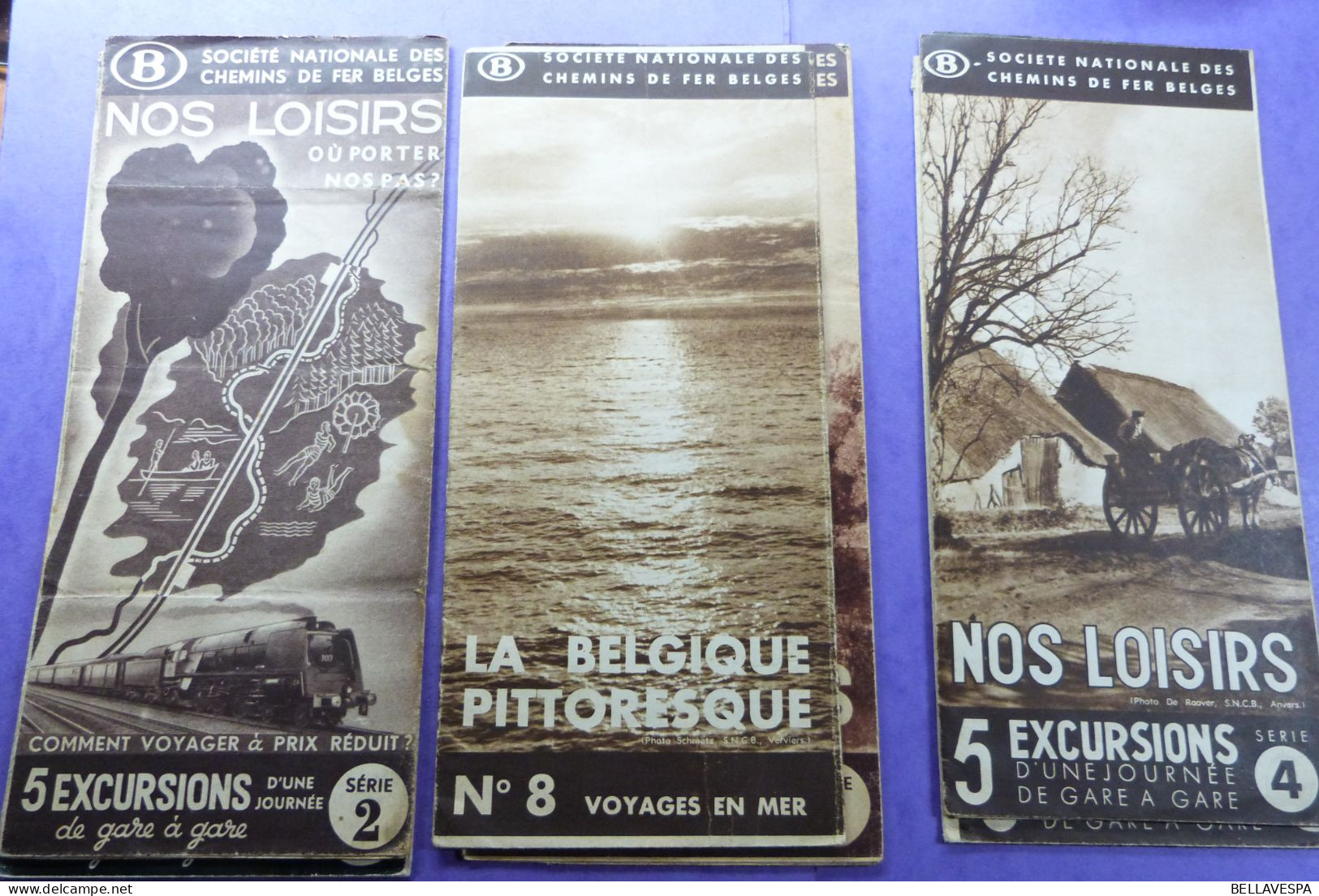 Soc. Nat.des Chemins De Fer Belges EXCURSIONS Flyer Reisroutes Belgische Spoorwegen Ancien Brochures Lot X 19 Stuks - Programmes