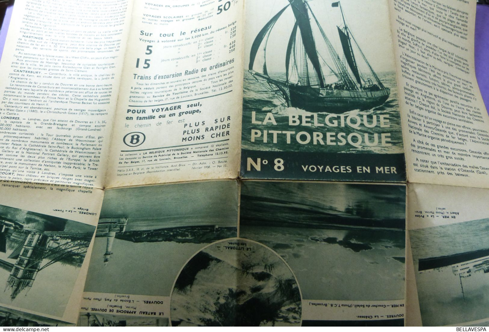 Soc. Nat.des Chemins de fer Belges EXCURSIONS Flyer Reisroutes belgische Spoorwegen ancien brochures Lot x 19 stuks