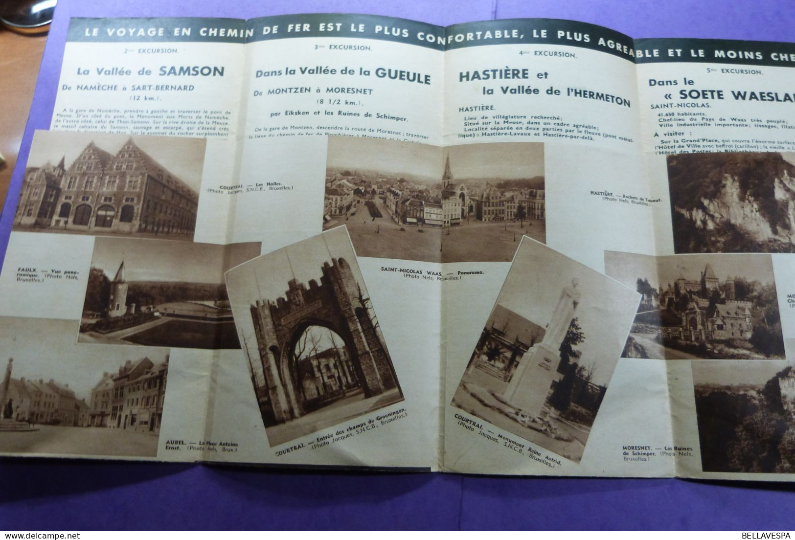 Soc. Nat.des Chemins de fer Belges EXCURSIONS Flyer Reisroutes belgische Spoorwegen ancien brochures Lot x 19 stuks