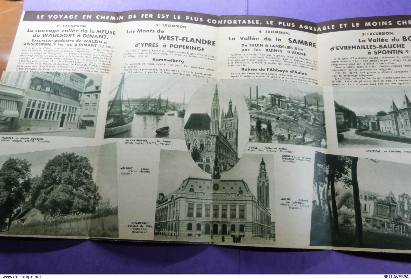 Soc. Nat.des Chemins de fer Belges EXCURSIONS Flyer Reisroutes belgische Spoorwegen ancien brochures Lot x 19 stuks