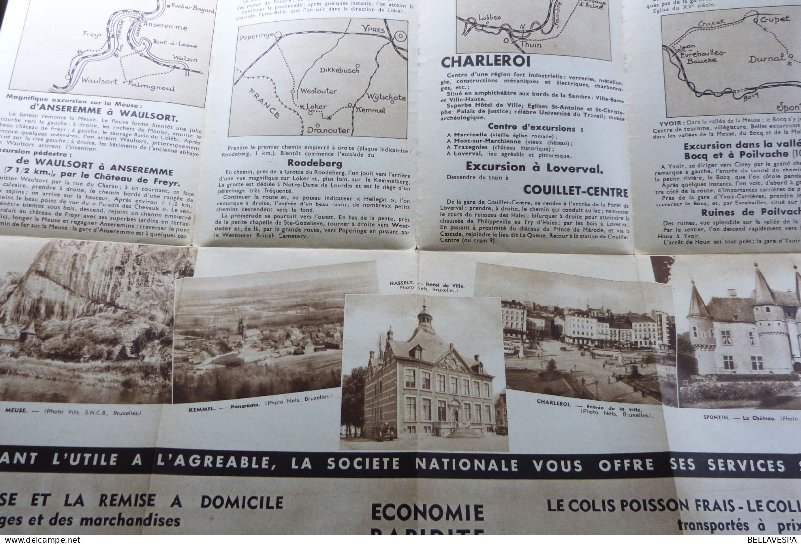 Soc. Nat.des Chemins de fer Belges EXCURSIONS Flyer Reisroutes belgische Spoorwegen ancien brochures Lot x 19 stuks