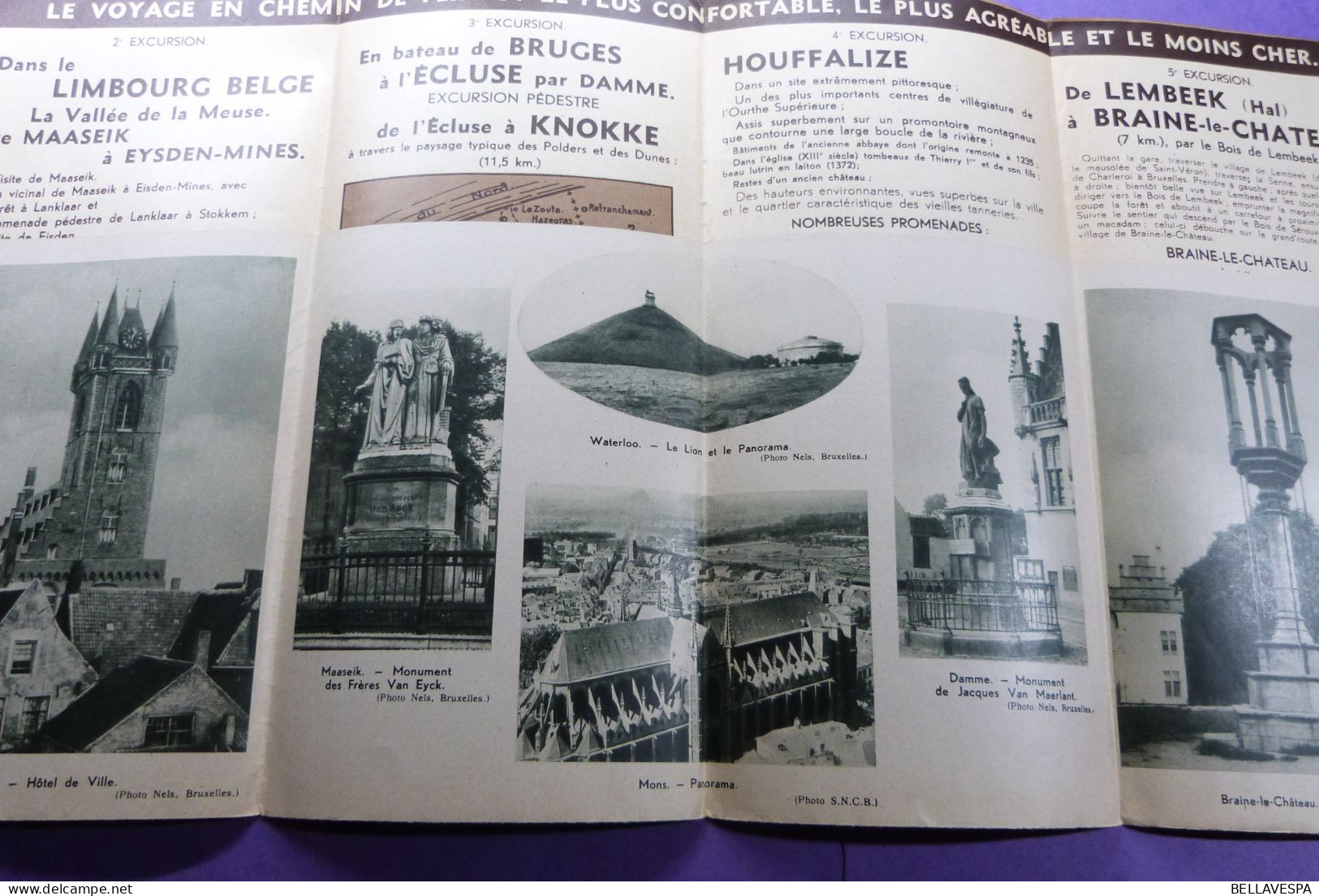 Soc. Nat.des Chemins de fer Belges EXCURSIONS Flyer Reisroutes belgische Spoorwegen ancien brochures Lot x 19 stuks